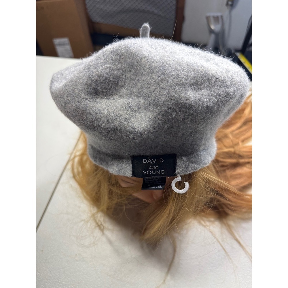 David and‎ Young Wool Beret Hat Womens Gray Classic French Style